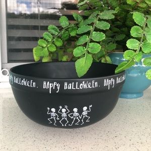 Rae Dunn Black Skeleton Happy Halloween Bowl
